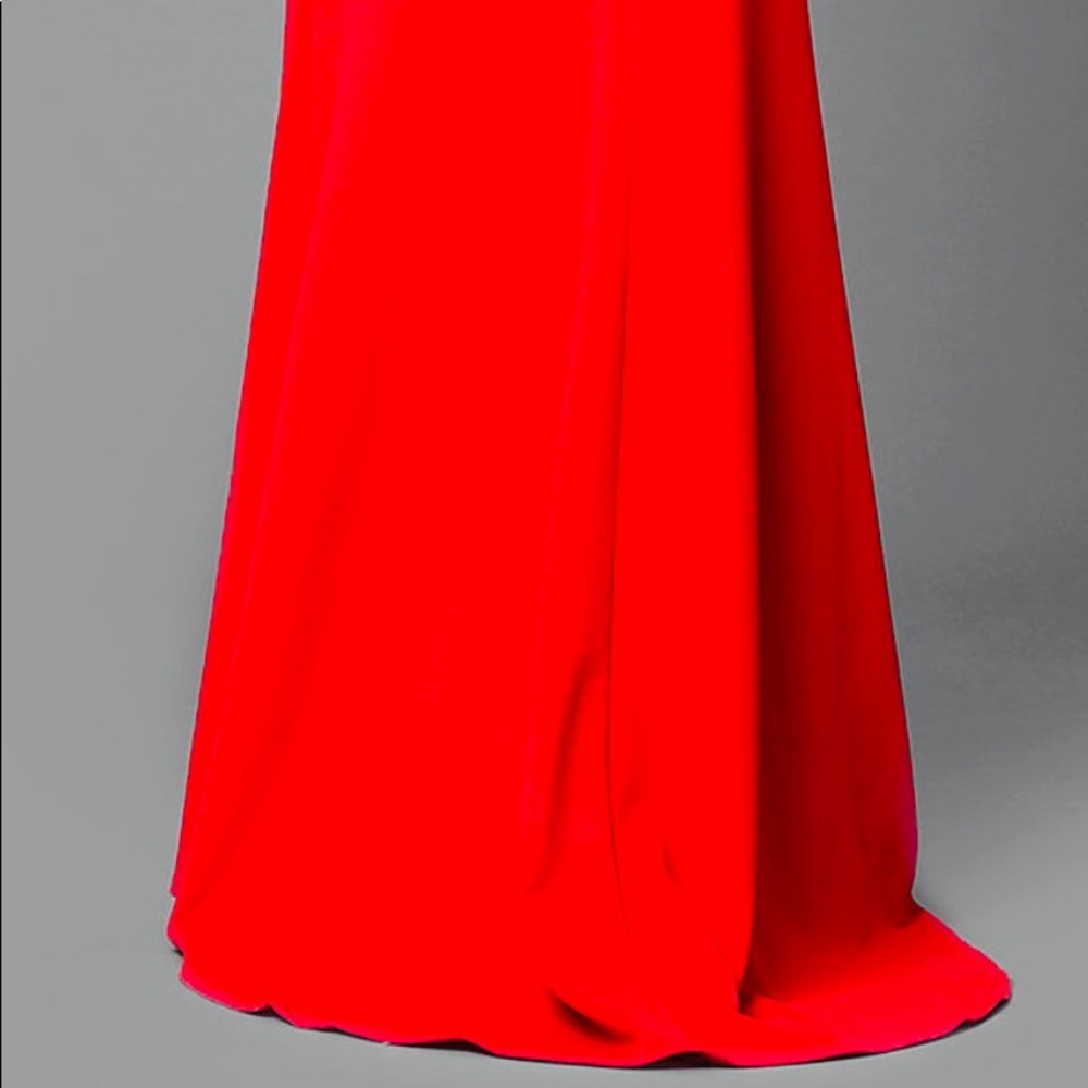 Cut-Out Long Red Prom Dress with Beaded Straps - Picture 4 of 4